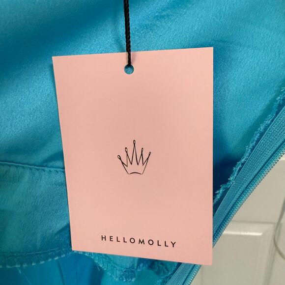 Hello Molly New Women's Blue Satin One Shoulder Cut Out Mini Dress Size 4 - Picture 9 of 14